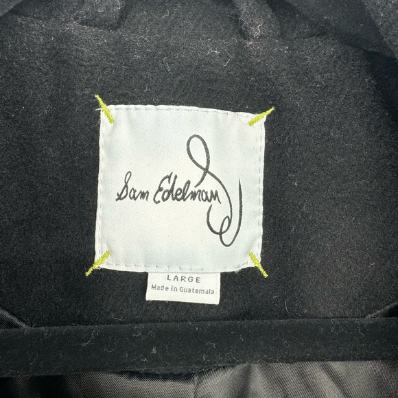 Sam Edelman Double Breasted Wool Blend Black Pea Coat Size L NWOT - Picture 9 of 9